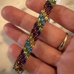 Macy’s Sterling Silver Bracelet, Multistone Three Rows